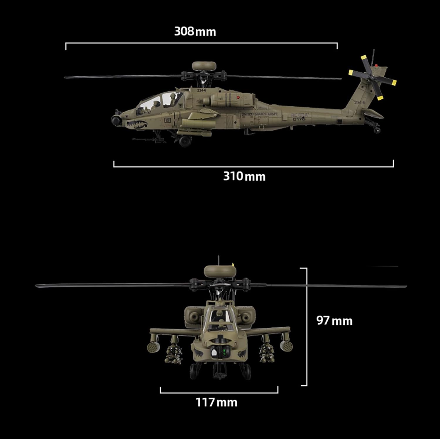 310MM 6CH C170 AH-64D Remote C - Rc Helicopter Case 评论和价格